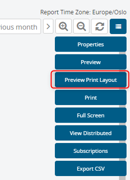 Preview print layout on reports